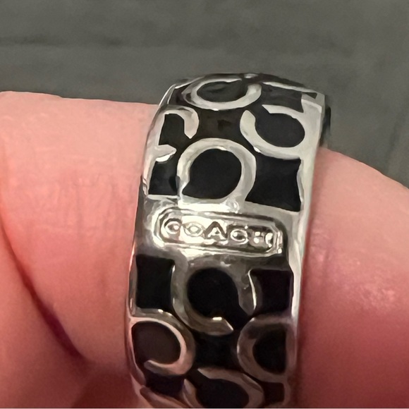 COACH Black and Silver Ring size 7.5 - Picture 1 of 7